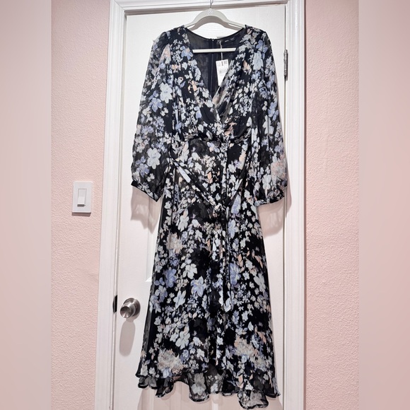Mango Faux Wrap Midi Dress - Large - Picture 4 of 12